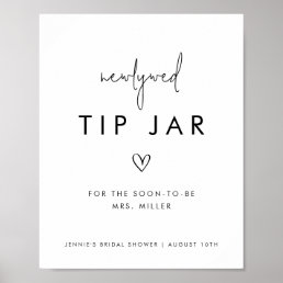  Black &amp; White Minimalist Newlywed Tip Jar Poster