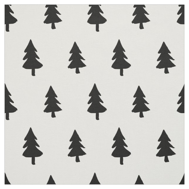 Black white Minimalist PINE TREE CHRISTMAS CUSTOM Fabric (Swatch)