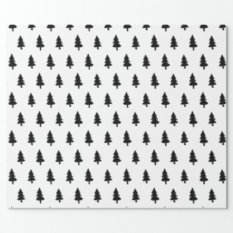 Black white Minimalist PINE TREE CHRISTMAS CUSTOM Wrapping Paper | Zazzle