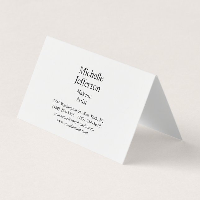 Black & White Minimalist Plain Modern Business Card (Front)
