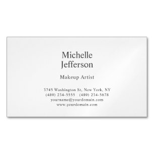 Black & White Minimalist Plain Modern Business Card Magnet