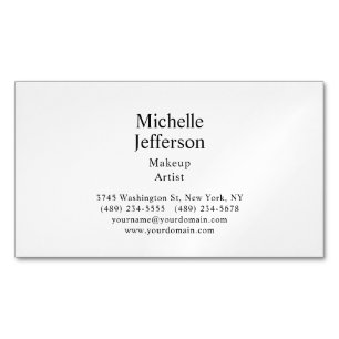 Black & White Minimalist Plain Modern Business Card Magnet
