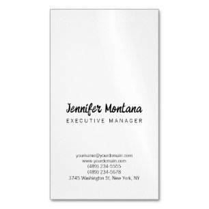Black & White Minimalist Plain Modern Business Card Magnet