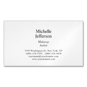 Black & White Minimalist Plain Modern Business Card Magnet