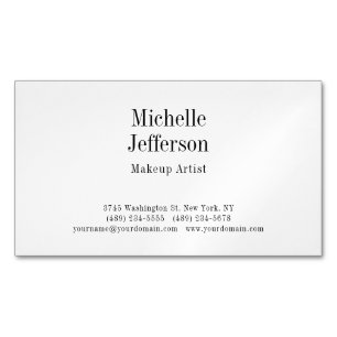 Black & White Minimalist Plain Modern Business Card Magnet