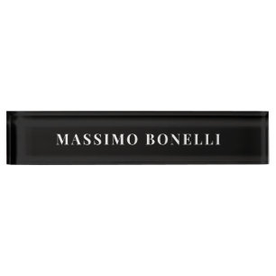 Black & White Minimalist Plain Modern Desk Name Plate