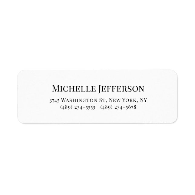 Black & White Minimalist Plain Modern Label (Front)
