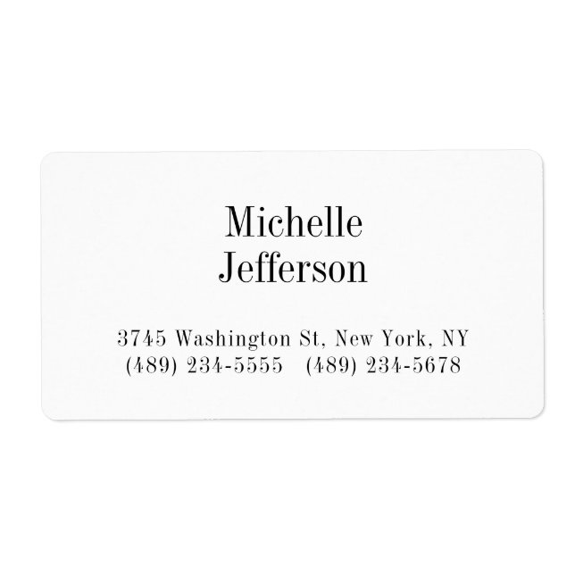 Black & White Minimalist Plain Modern Label (Front)