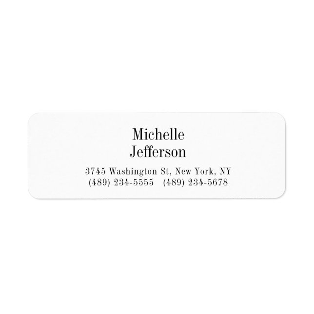 Black & White Minimalist Plain Modern Label (Front)
