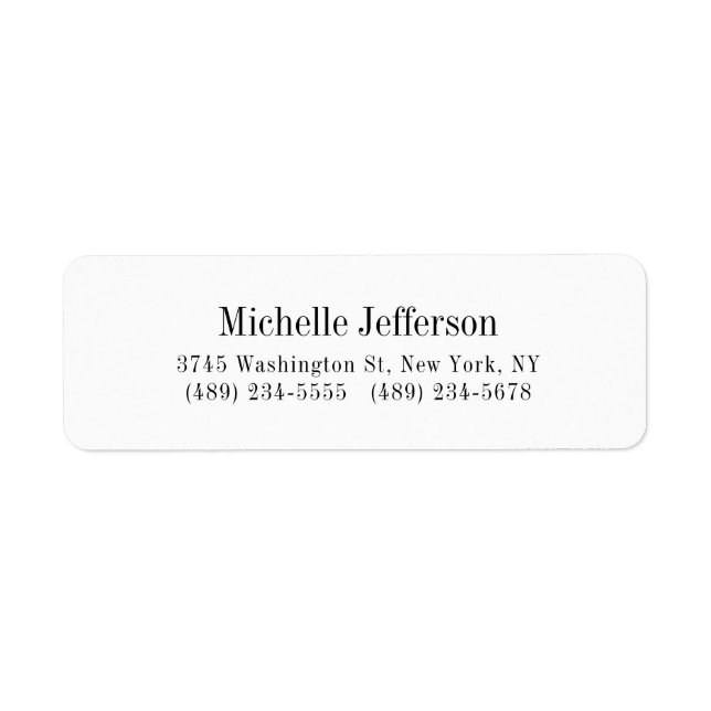Black & White Minimalist Plain Modern Label (Front)