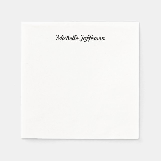 Black & White Minimalist Plain Modern Napkins (Front)
