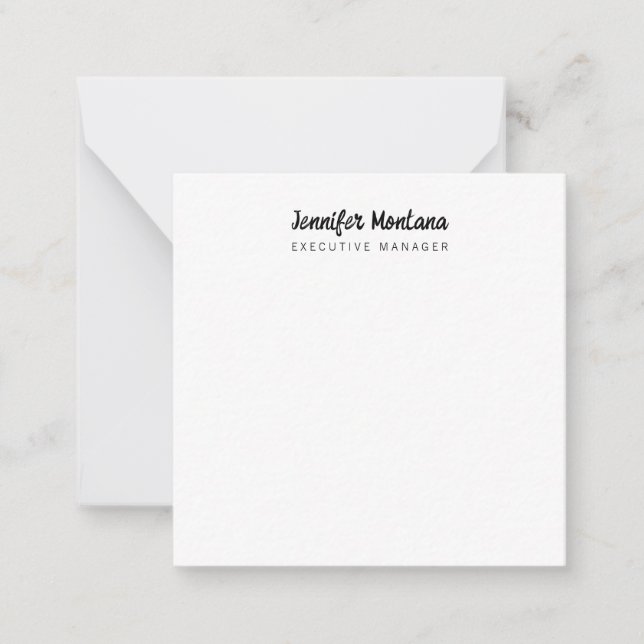 Black & White Minimalist Plain Modern Note Card (Front)