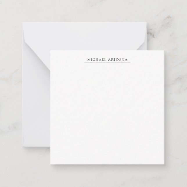 Black & White Minimalist Plain Modern Note Card (Front)