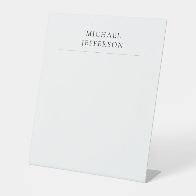 Black & White Minimalist Plain Modern Pedestal Sign (Front)