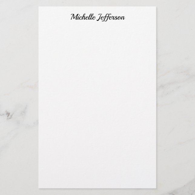 Black & White Minimalist Plain Modern Stationery (Front)