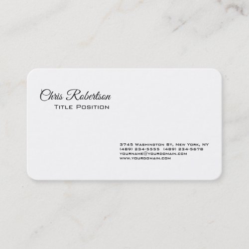 Black  White Minimalist Plain Simple Modern Business Card