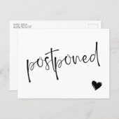 Black & White Minimalist Postponed Wedding Announcement Postcard (Front/Back)