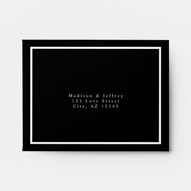 Black & White Minimalist Pre-Printed Address RSVP Envelope (Front)