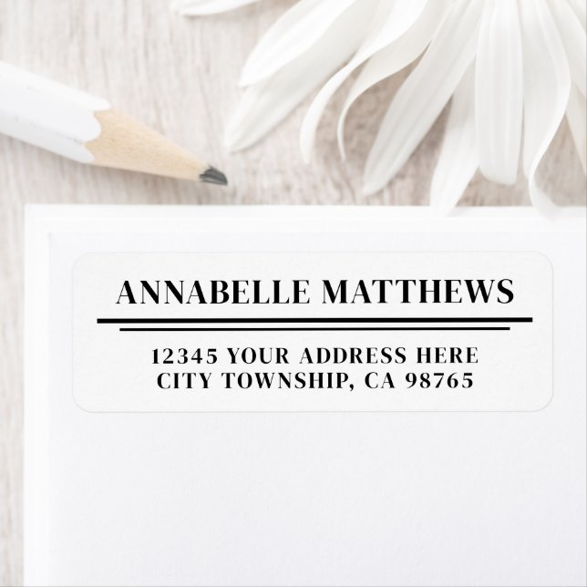 Black White Minimalist Return Address Label (Insitu)