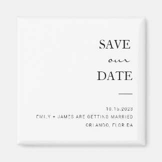 Black + White Minimalist Save The Date Magnet