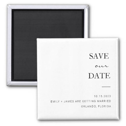 Black  White Minimalist Save The Date Magnet
