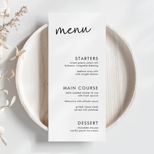 Black & White Minimalist Script Bridal Shower Menu (Creator Uploaded)