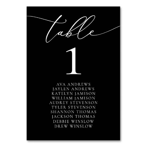 Black  White Minimalist Seating Table Number