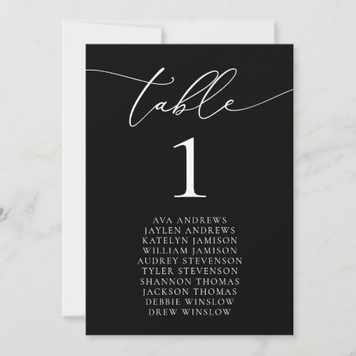 Black  White Minimalist Seating Table Number