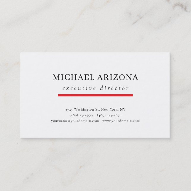 Black & White Minimalist Simple Chic Modern Plain Business Card (Front)