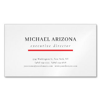 Black & White Minimalist Simple Chic Modern Plain Business Card Magnet