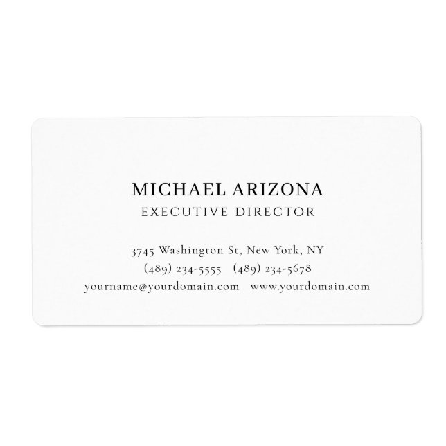 Black & White Minimalist Simple Chic Modern Plain Label (Front)