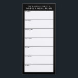 Black White Minimalist Simple Family Meal Planning Magnetic Notepad<br><div class="desc">Write your dinners on this magnetic note pad for an easy way to plan out the week's meals and stick it up on your fridge, pantry door or command center. The simple, modern layout in graphic black and white with sans serif fonts will appeal to every visually organized meal planner....</div>