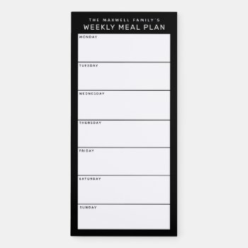 Black White Minimalist Simple Family Meal Planning Magnetic Notepad by 2BirdStone at Zazzle
