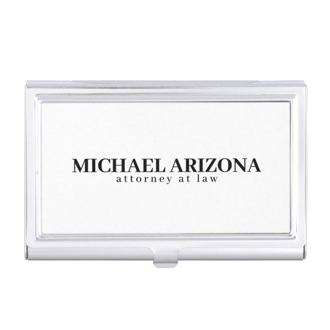 Black & White Minimalist Simple Plain  Business Card Case (Front)