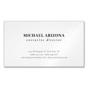 Black White Minimalist Simple Plain Business Card Magnet