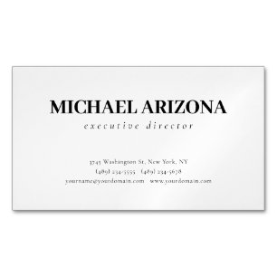 Black & White Minimalist Simple Plain Business Card Magnet