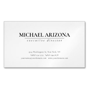 Black & White Minimalist Simple Plain Business Card Magnet