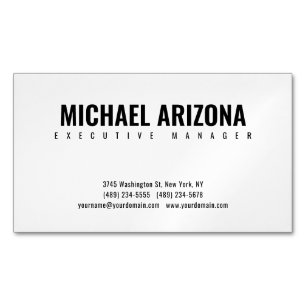 Black & White Minimalist Simple Plain Business Card Magnet