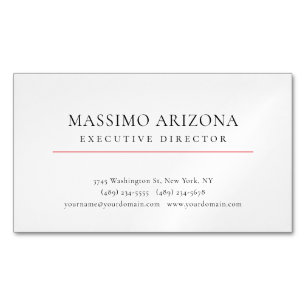 Black White Minimalist Simple Plain Business Card Magnet