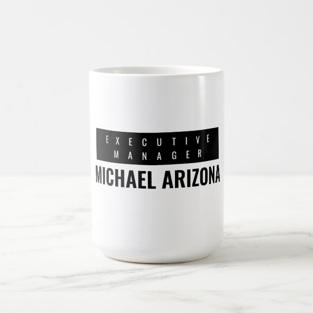 Black & White Minimalist Simple Plain  Coffee Mug (Center)