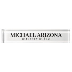 Black & White Minimalist Simple Plain Desk Name Plate