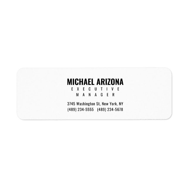 Black & White Minimalist Simple Plain  Label (Front)