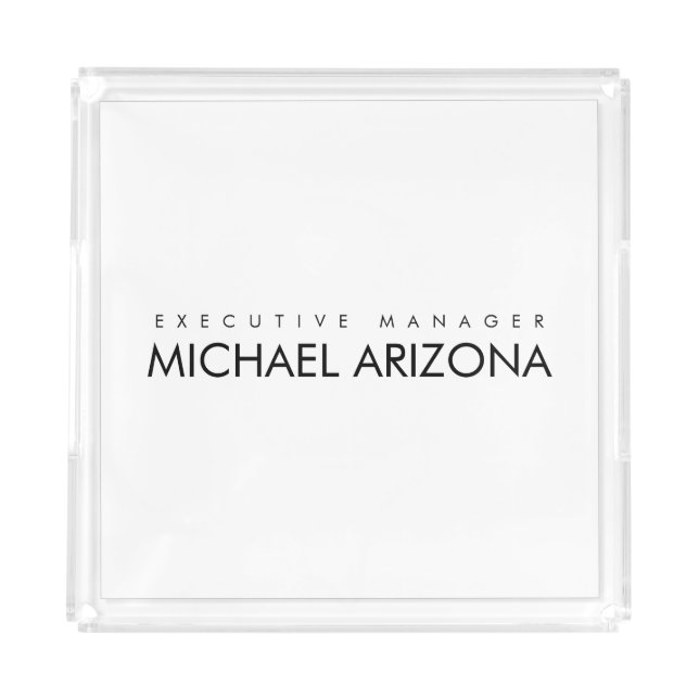 Black & White Minimalist Simple Plain Modern Acrylic Tray (Front)