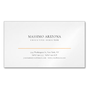 Black White Minimalist Simple Plain Modern Business Card Magnet