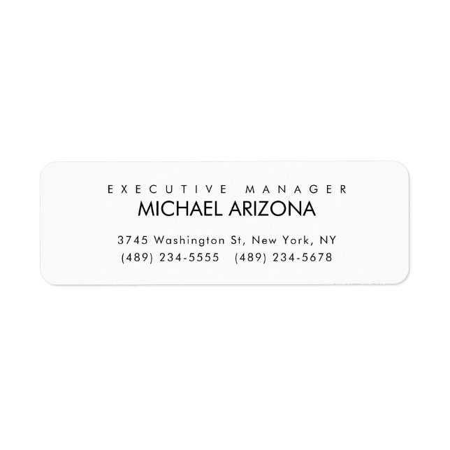 Black & White Minimalist Simple Plain Modern Label (Front)