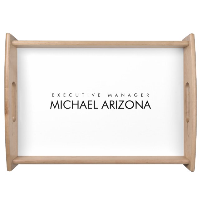 Black & White Minimalist Simple Plain Modern Serving Tray (Front)