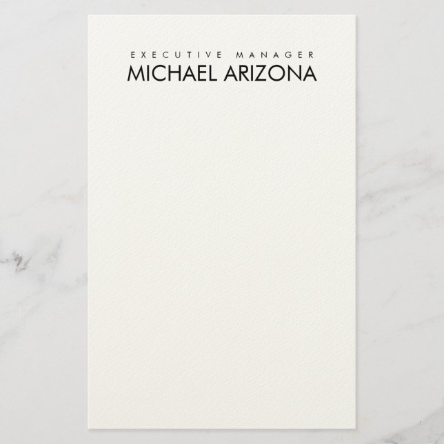 Black & White Minimalist Simple Plain Modern Stationery (Front)