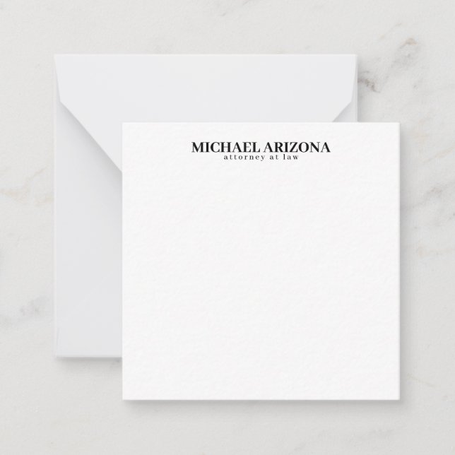 Black & White Minimalist Simple Plain  Note Card (Front)