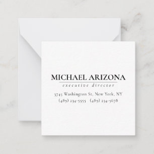 Black & White Minimalist Simple Plain  Note Card