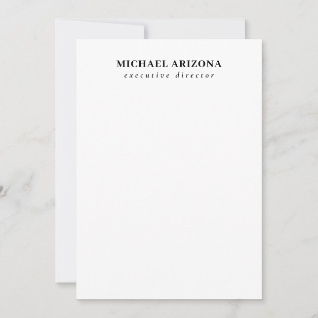 Black White Minimalist Simple Plain Note Card (Front)
